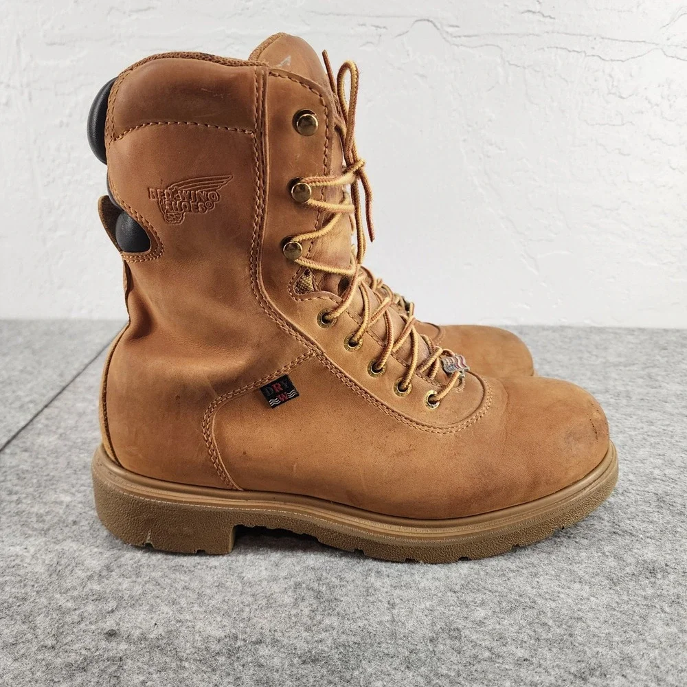 Red Wing 2412 Mens 8.5 D Waterproof Insulated Safety Toe Work Boots Tan Leather